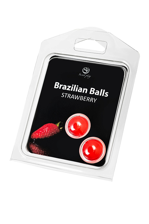 Набор из 2 шариков с массажным маслом Brazilian Balls с ароматом клубники - 