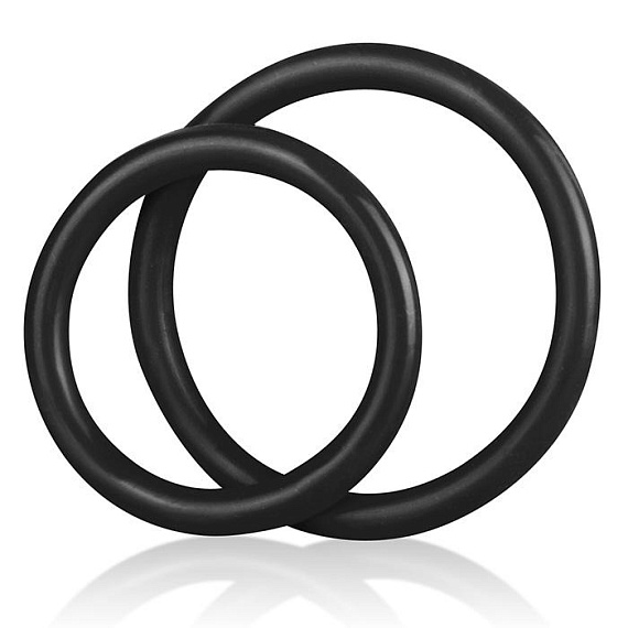 Набор из двух черных силиконовых колец разного диаметра SILICONE COCK RING SET - силикон