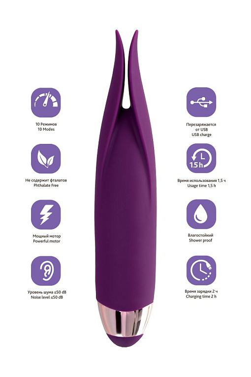 Фиолетовый клиторальный вибростимулятор FLO - 18,5 см. - фото 10