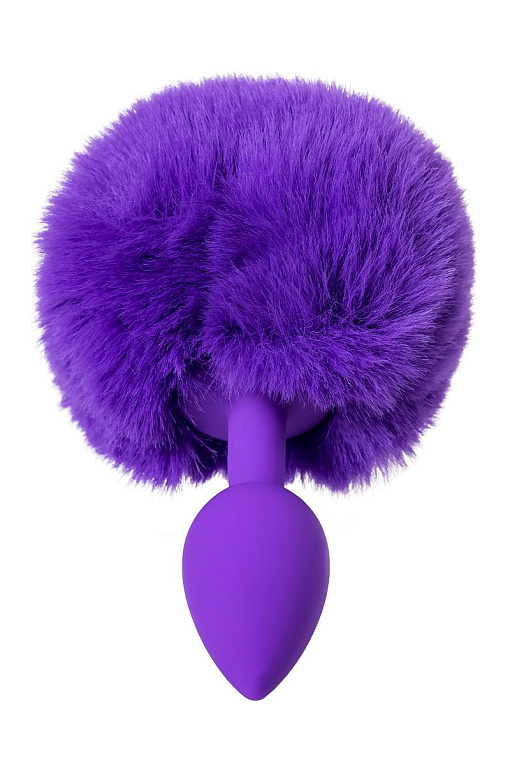 Фиолетовая анальная втулка Sweet bunny с фиолетовым пушистым хвостиком ToyFa