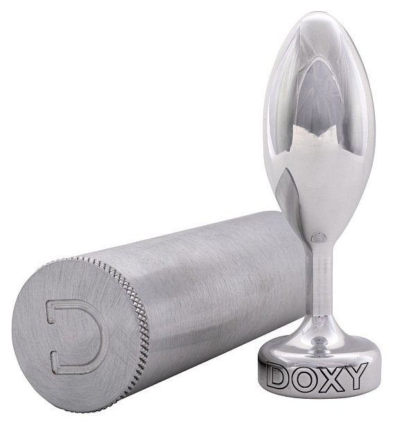 Серебристая анальная втулка Doxy Smooth Butt Plug - 10,5 см. Doxy