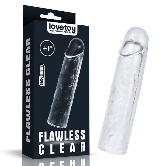 Прозрачная насадка-удлинитель Flawless Clear Penis Sleeve Add 1 - 15,5 см. - термопластичный эластомер (TPE)
