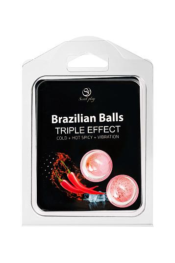 Набор из 2 шариков с массажным маслом Brazilian Balls с тройным эффектом