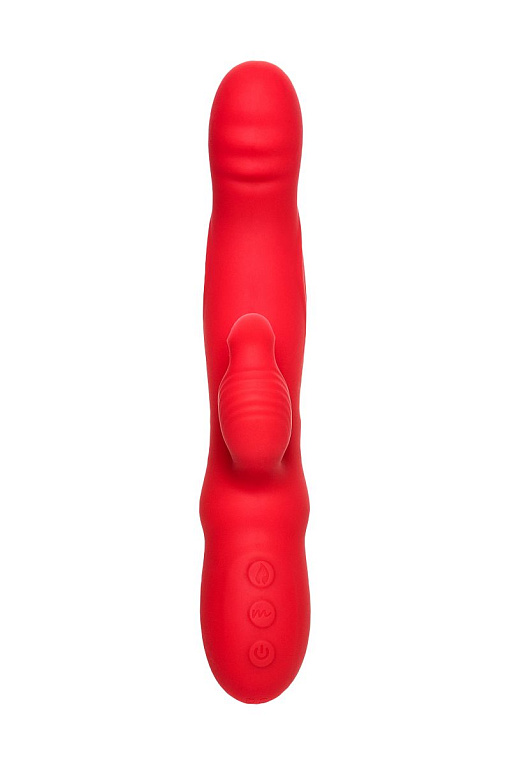 Красный вибратор Redli с двигающейся головкой - 21 см. от Intimcat