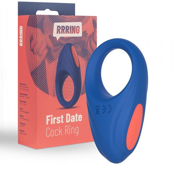 Синее эрекционное кольцо RRRING First Date Cock Ring - силикон