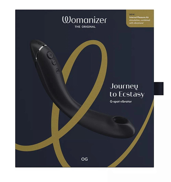 Темно-серый стимулятор G-точки Womanizer OG c технологией Pleasure Air и вибрацией - 17,7 см. - силикон