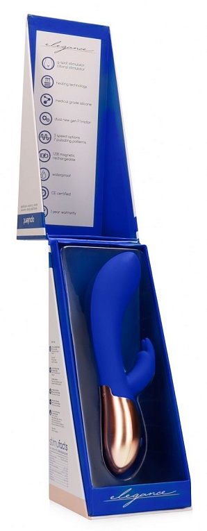 Синий вибратор Opulent с функцией нагрева и клиторальной стимуляцией - 20 см. - фото 5