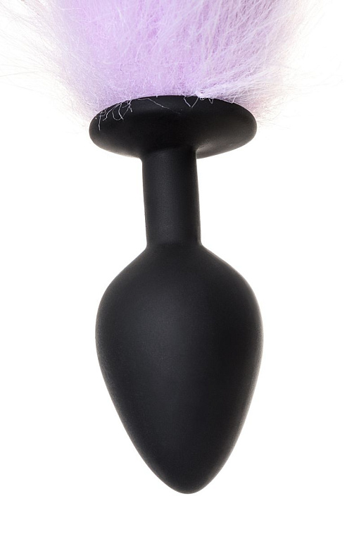 Черная анальная втулка с фиолетово-белым хвостиком - размер M - фото 8