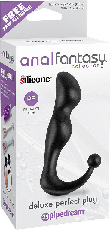 Чёрный С-образный анальный стимулятор Deluxe Perfect Plug - 14 см. от Intimcat