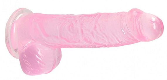 Розовый фаллоимитатор Realrock Crystal Clear 6 inch - 17 см. - термопластичный эластомер (TPE)