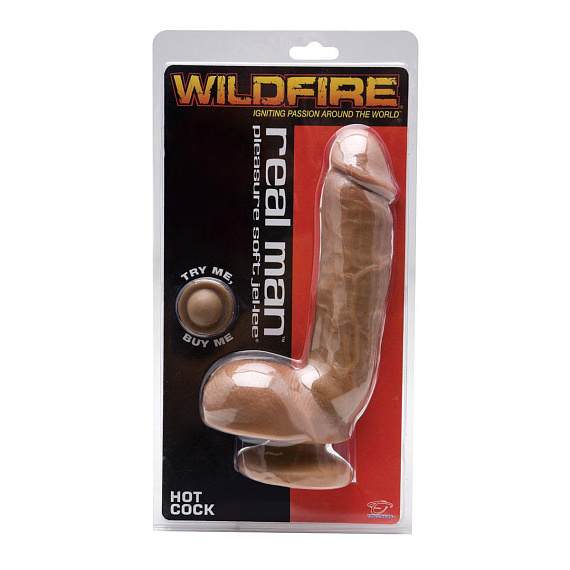 Темнокожий фаллоимитатор Wildfire Real Man Jel-Lee Hot Cock Dark - 20 см. - Cyber-jellee