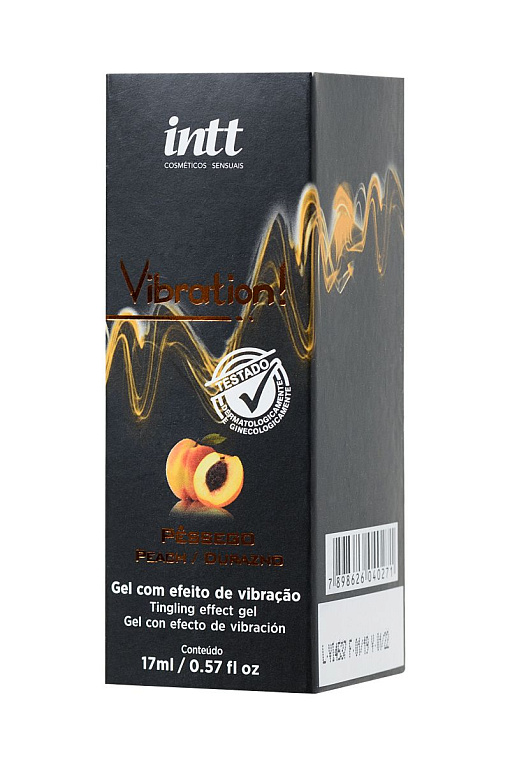 Жидкий массажный гель INTT VIBRATION Peach с ароматом персика и эффектом вибрации - 17 мл. - 