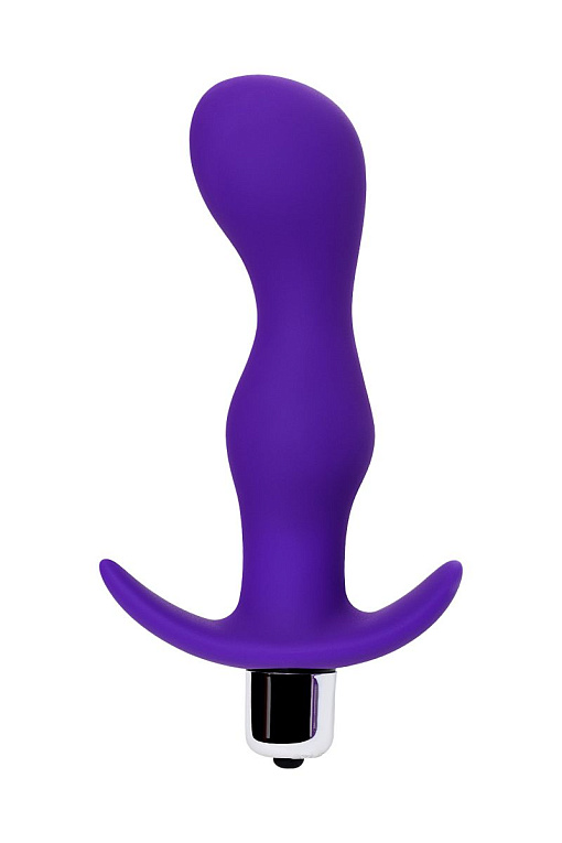 Фиолетовая изогнутая анальная вибропробка - 14 см. от Intimcat
