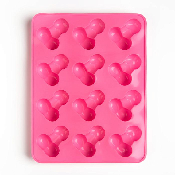 Ярко-розовая силиконовая форма для льда с фаллосами от Intimcat