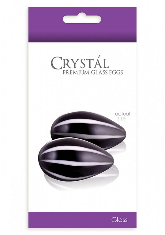 Черные стеклянные вагинальные шарики Crystal Kegel Eggs от Intimcat