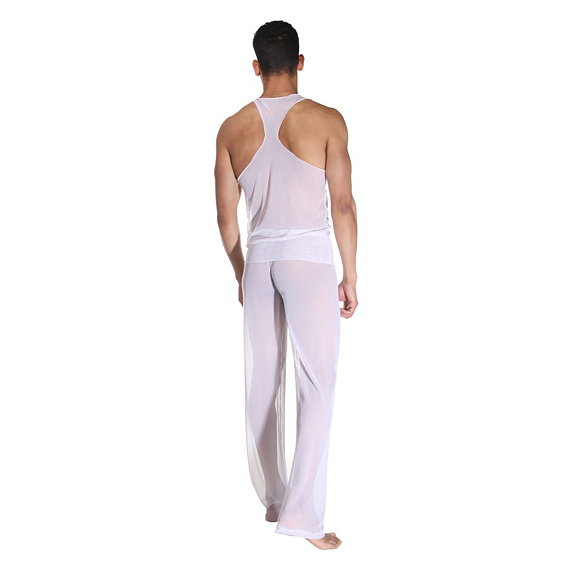 Белый полупрозрачный комплект: майка и брюки - 100% полиэстер