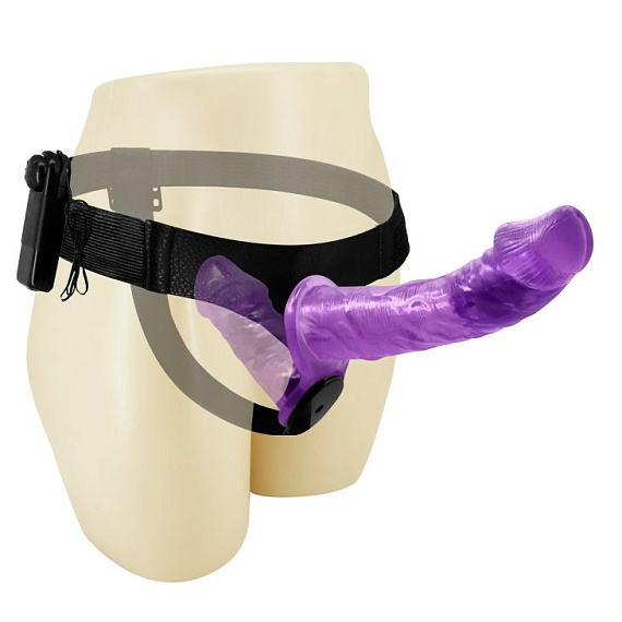 Женский фиолетовый страпон с вагинальной вибропробкой Ultra - 17,5 см. от Intimcat