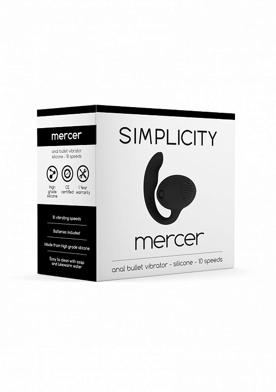 Чёрный анальный вибростимулятор Mercer Anal Bullet Vibrator от Intimcat