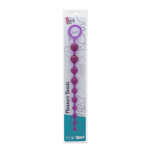 Фиолетовая анальная цепочка PLEASURE BEADS ANAL ROD - 32 см. - поливинилхлорид (ПВХ, PVC)