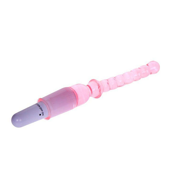Тонкий розовый вибратор для анальной стимуляции - 25 см. - Термопластичная резина (TPR)