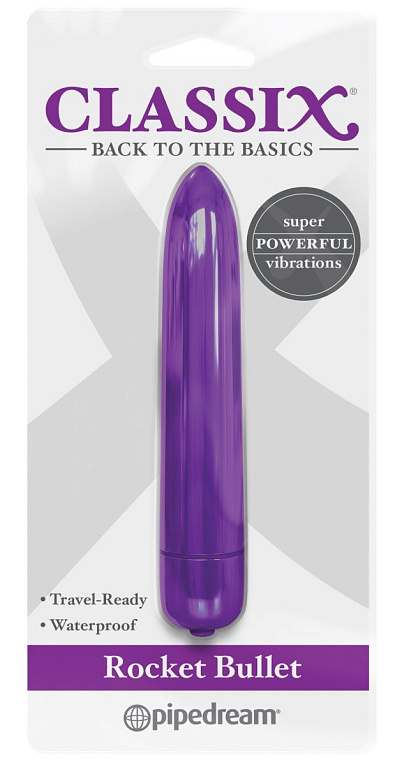Фиолетовая гладкая вибропуля Rocket Bullet - 8,9 см. - анодированный пластик (ABS)