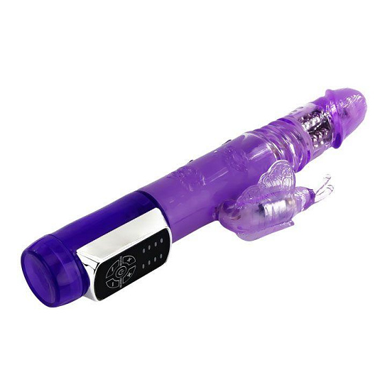 Фиолетовый вибратор хай-тек Butterfly Prince - 24 см. - Термопластичная резина (TPR)