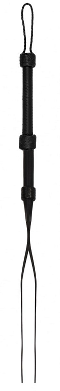 Черная шлепалка Heavy Duty Double Tailed Whip Flogger - 79 см. - натуральная кожа