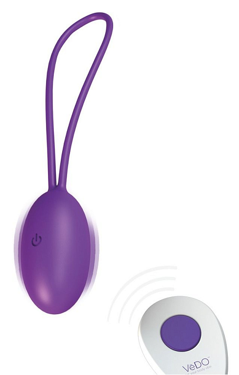 Фиолетовое виброяйцо VeDO Peach с пультом ДУ - силикон