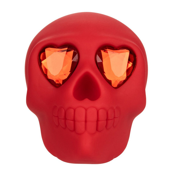 Красный вибромассажер в форме черепа Bone Head Handheld Massager - фото 7