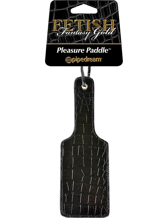 Чёрная с золотом шлепалка Gold Pleasure Paddle от Intimcat