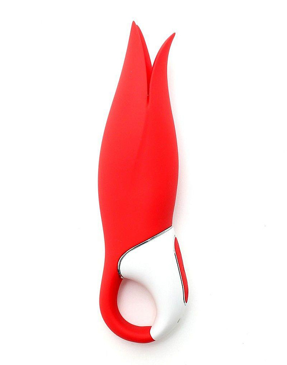 Красный вибратор Satisfyer Power Flower с лепестками - 18,8 см. - силикон