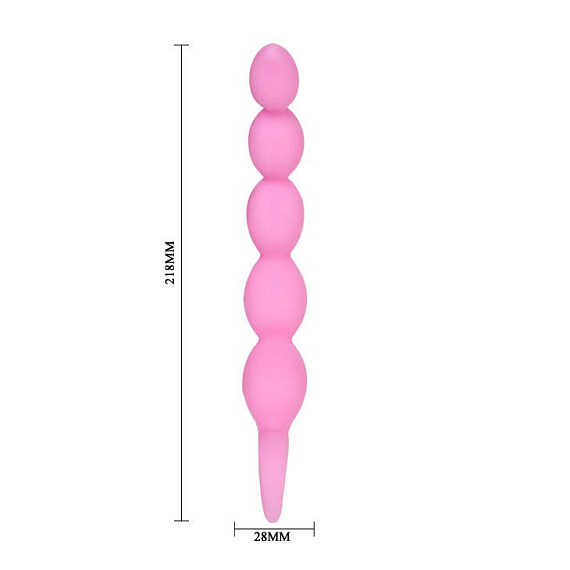Розовая анальная цепочка с ручкой-кольцом - 21,8 см. - фото 6