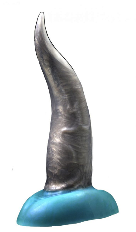 Черно-голубой фаллоимитатор  Дельфин small  - 25 см. - силикон