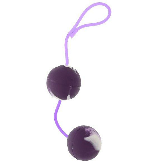 Фиолетово-белые вагинальные шарики со смещенным центром тяжести - поливинилхлорид (ПВХ, PVC)