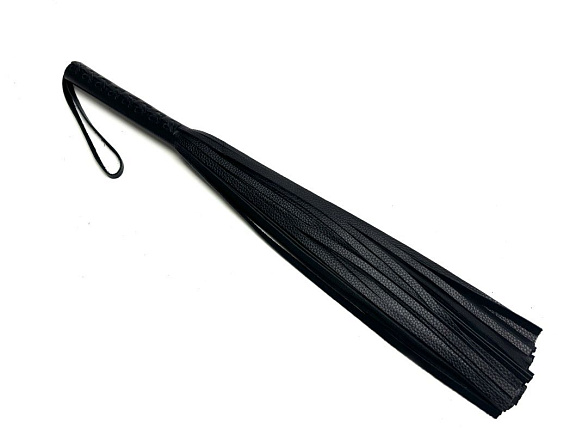 Черная многохвостовая плеть из мягкой кожи - 57 см. - натуральная кожа