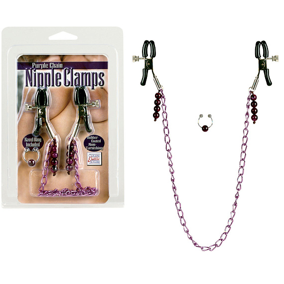 Фиолетовая цепь с зажимами на соски Purple Chain Nipple Clamps