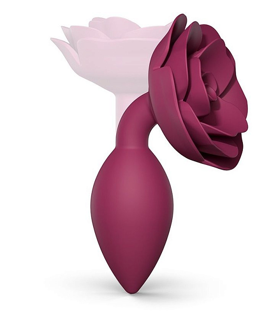 Сливовая анальная пробка с ограничителем-розой Open Rose Size M Butt Plug от Intimcat