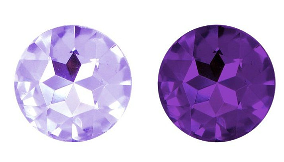 Набор из 2 золотистых анальных пробок с фиолетовыми кристаллами Booty Plug Original Luxury Set Rianne S