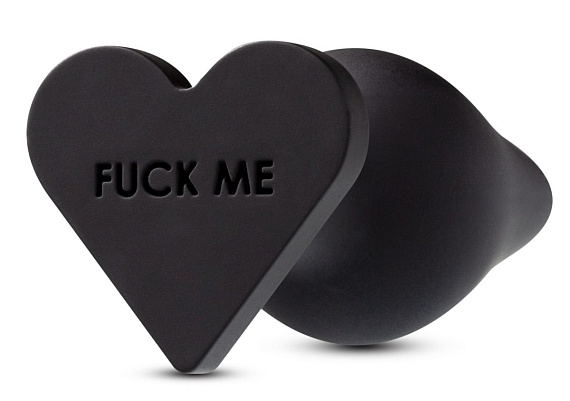 Черная анальная пробка с основанием-сердечком Fuck Me Butt Plug - 7,5 см. - силикон