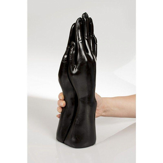 Стимулятор для фистинга с виде сомкнутых рук Dark Crystal Christian Dildo Black - 32 см. - винил