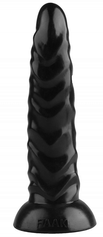 Черная рельефная анальная втулка - 22,5 см. от Intimcat