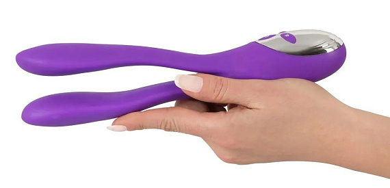 Фиолетовый сдвоенный вибратор Bendable Double Vibrator - 24,3 см. Orion