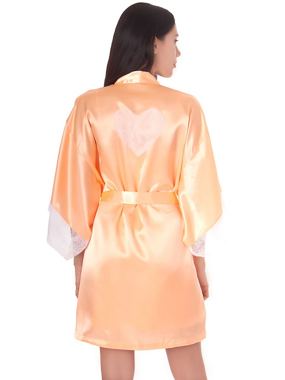 Короткий халатик-кимоно с кружевным сердечком на спинке - фото 8