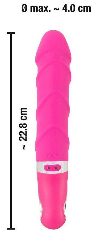 Розовый вибратор с рёбрышками и подогревом Warming Soft Vibrator - 22,8 см. от Intimcat