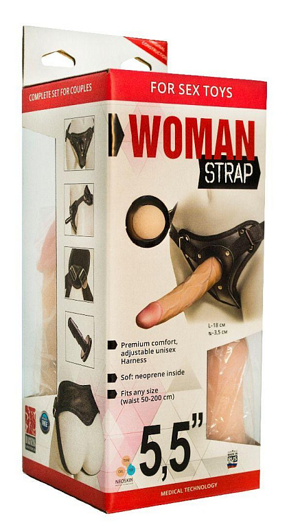Женский страпон с вагинальной пробкой Woman Strap - 18 см. от Intimcat