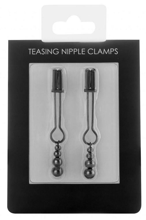 Черные зажимы на соски Teasing Nipple Clamp - металл