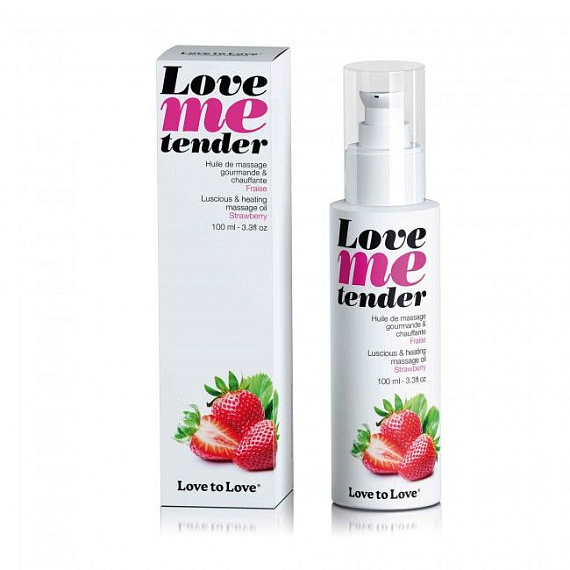 Съедобное согревающее массажное масло Love Me Tender Strawberry с ароматом клубники - 100 мл. - 