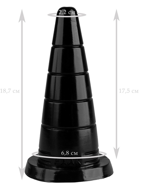 Черный рельефный анальный конус - 18,7 см. - эластомер (полиэтилен гель)