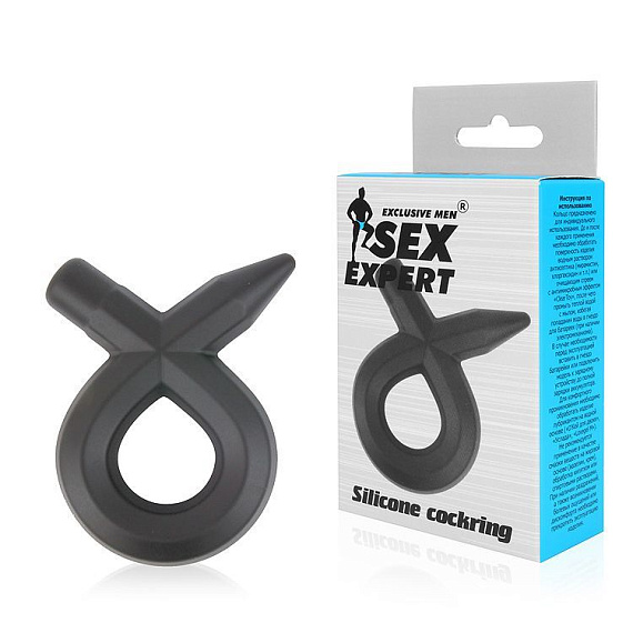 Черное силиконовое эрекционное кольцо Sex Expert - силикон