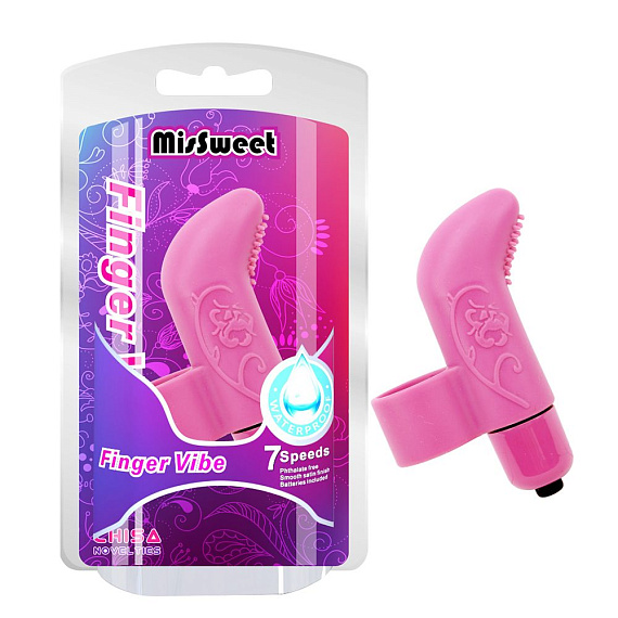 Розовая вибронасадка на палец MisSweet - 7см. - силикон